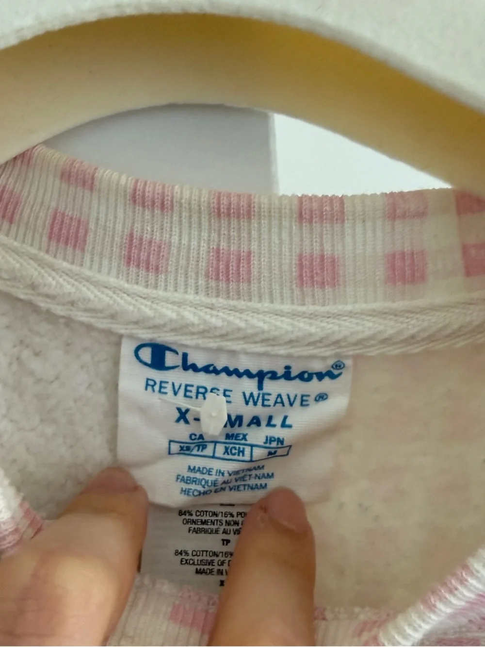 Champion Pink and White Reverse Weave Crewneck Sweatshirt - Picture 3 of 4